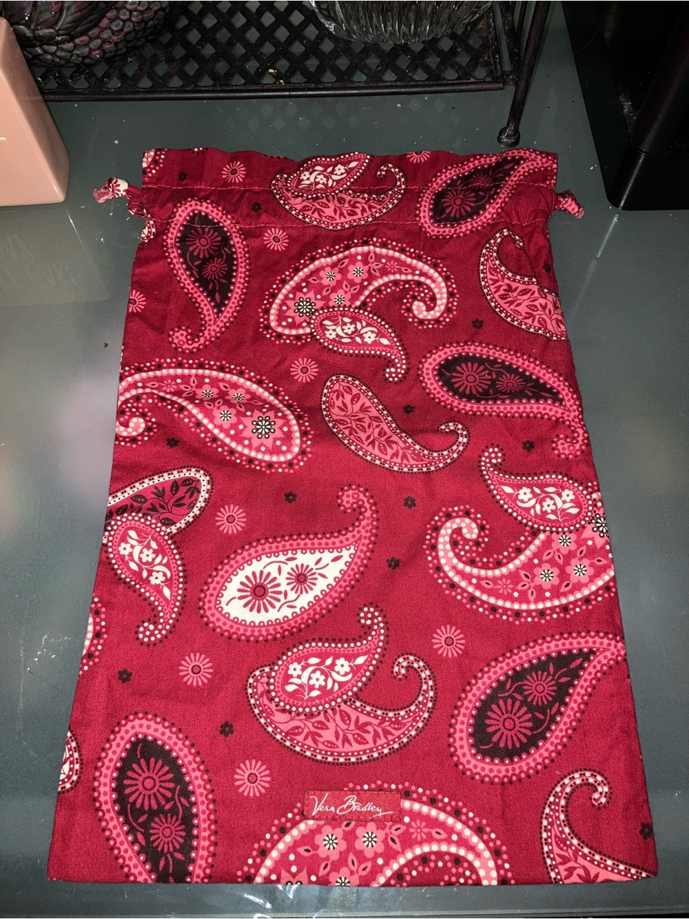 Vera Bradley Red Paisley Drawstring Pouch Bag (#1 of 2)